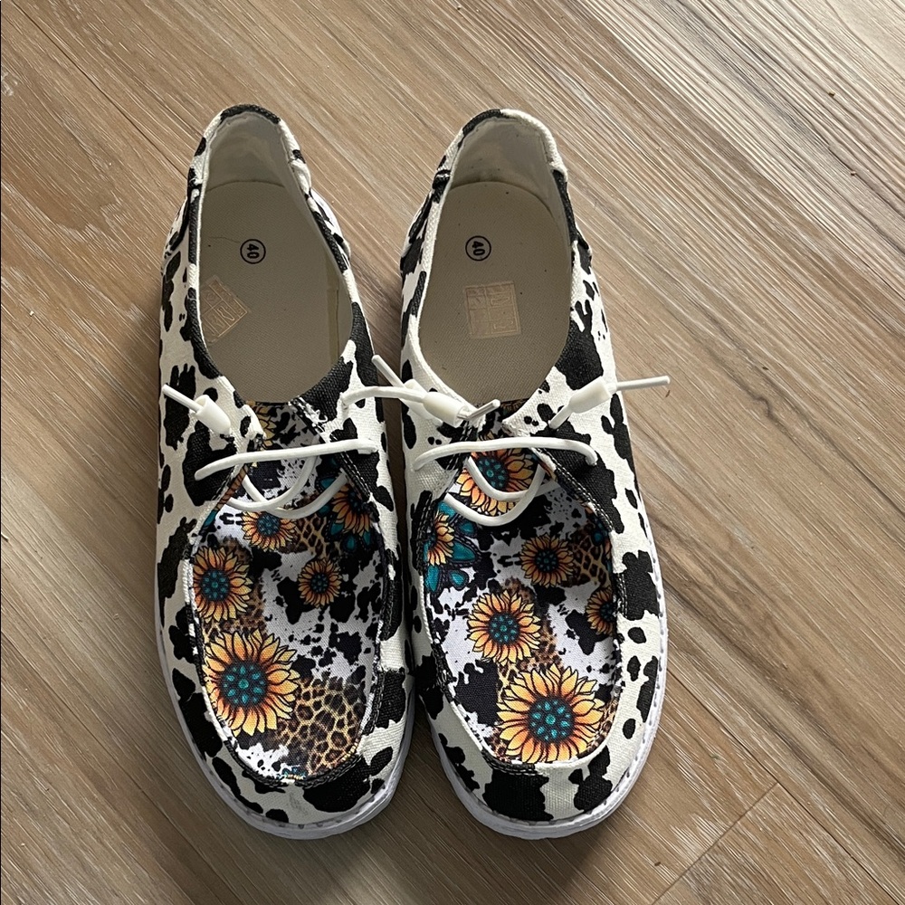 Floral Cow Print Casual Shoes